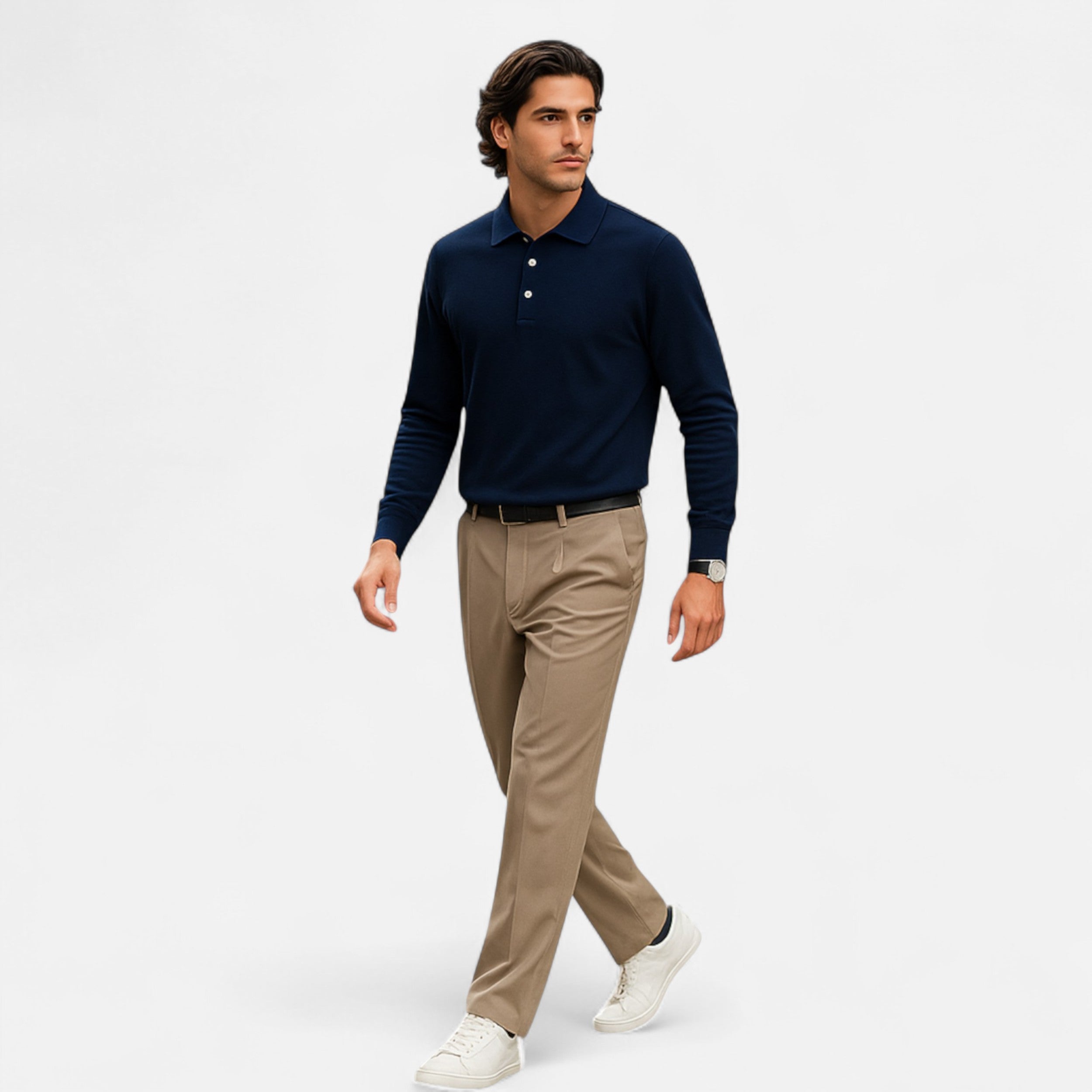Eliaro Moda | Polo Hombre Manga Larga Algodón Perlado Business