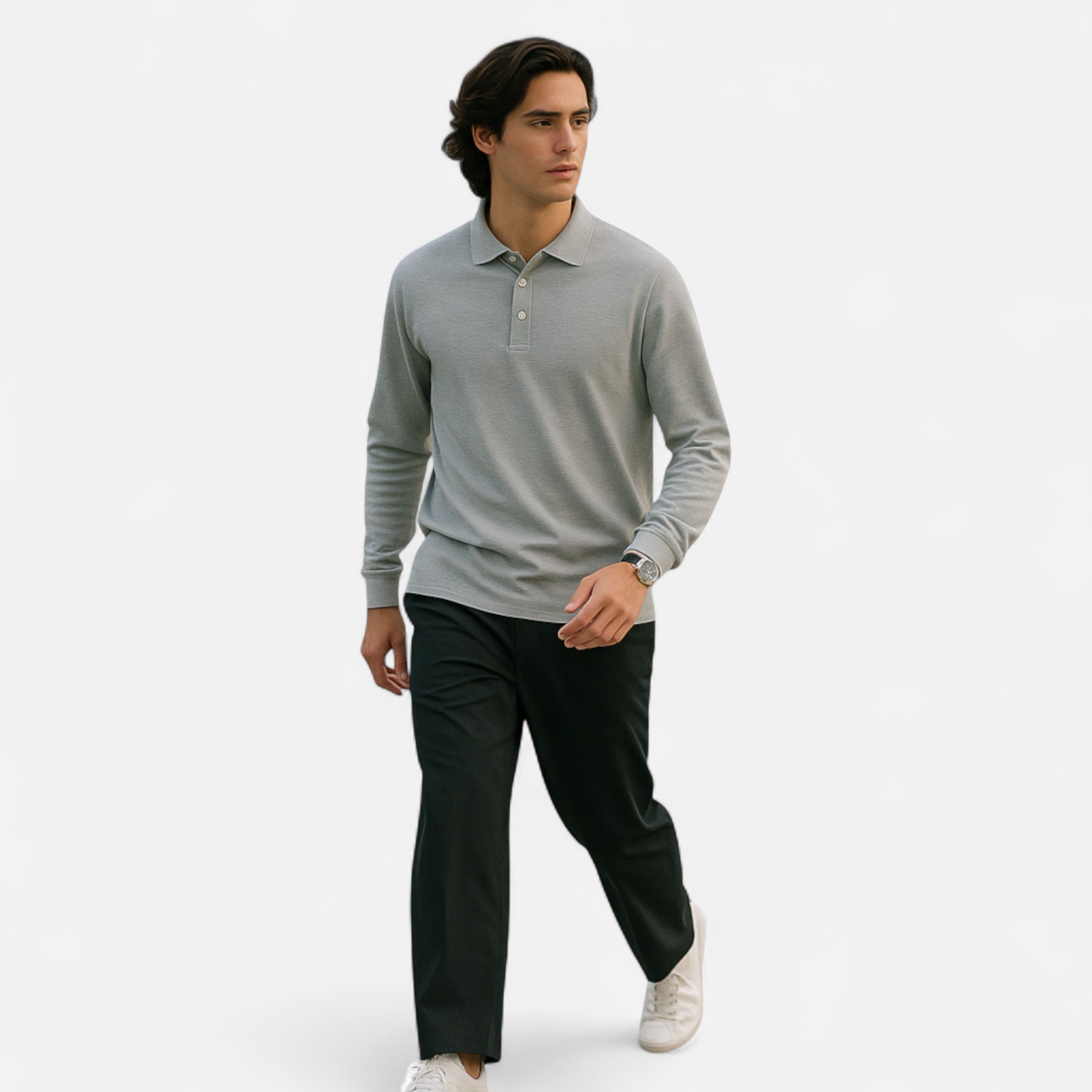 Eliaro Moda | Polo Hombre Manga Larga Algodón Perlado Business