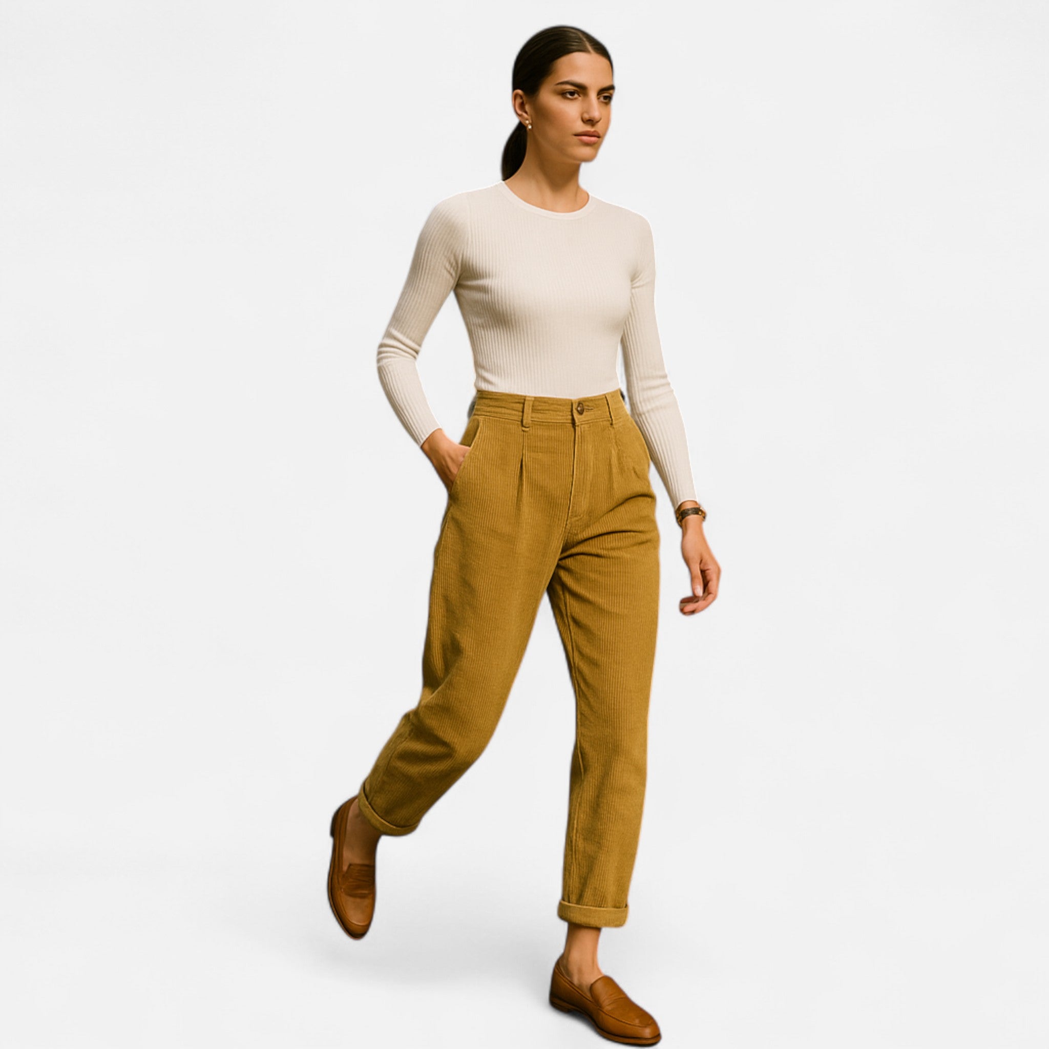 Eliaro Moda | Pantalón Mujer Cintura Elástica Corte Ancho en Cotelé
