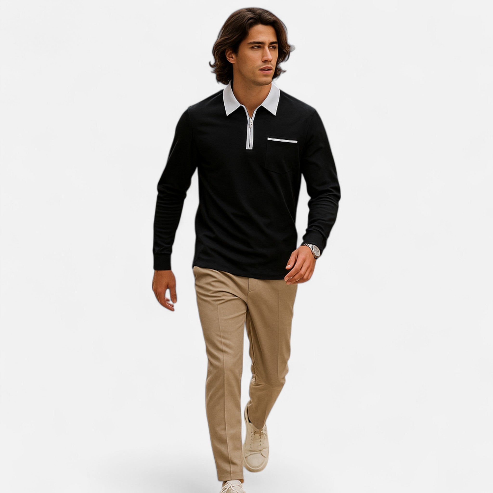 Eliaro Moda | Polo Hombre Otoño Cremallera Cuello Lapel Casual