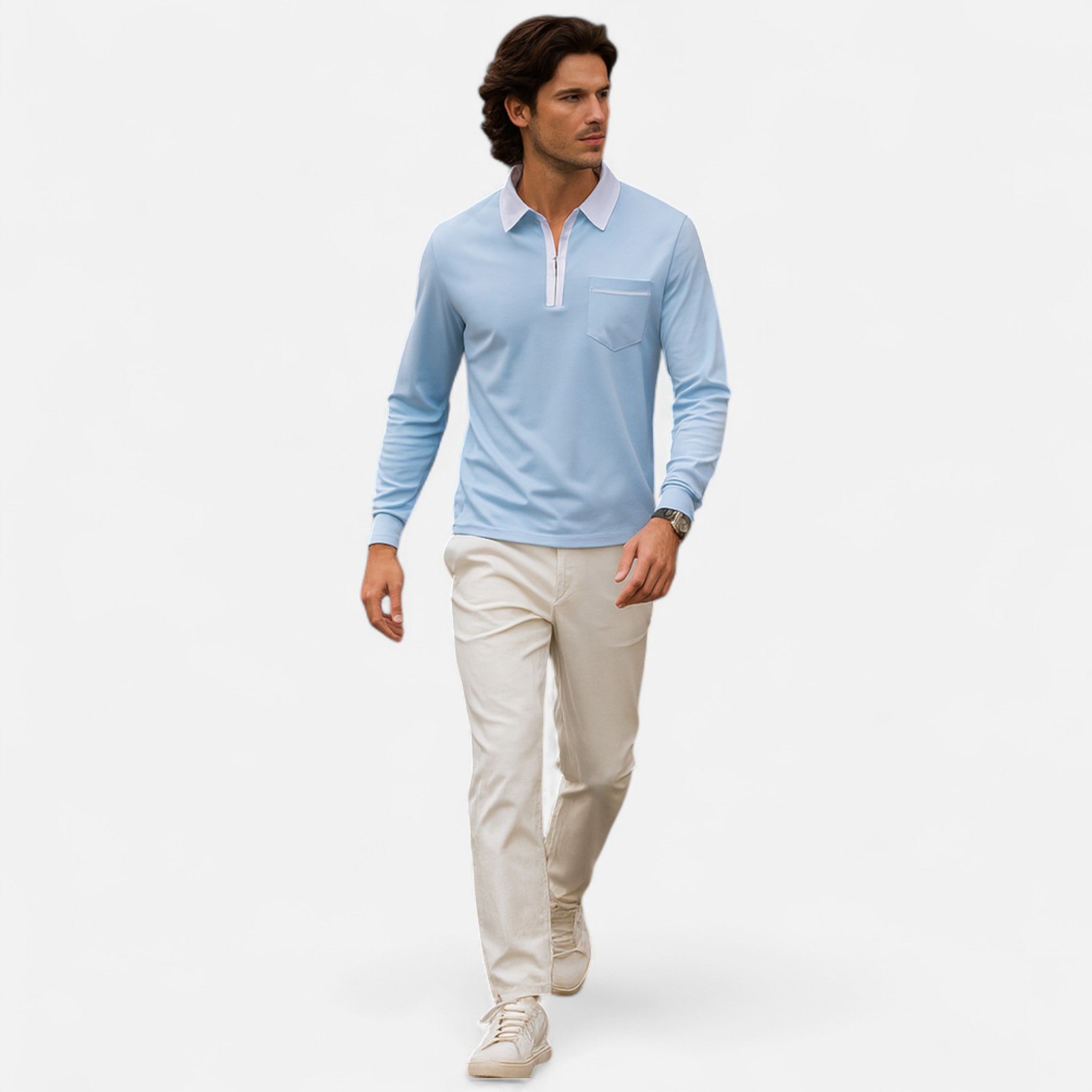 Eliaro Moda | Polo Hombre Otoño Cremallera Cuello Lapel Casual