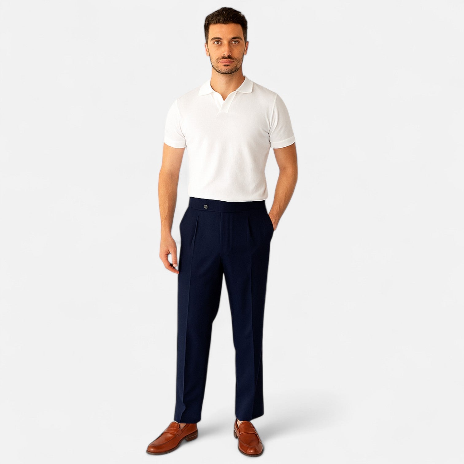 Eliaro Moda | Polo para Hombre con Cuello en V – Estilo Old Money, Distinción Atemporal