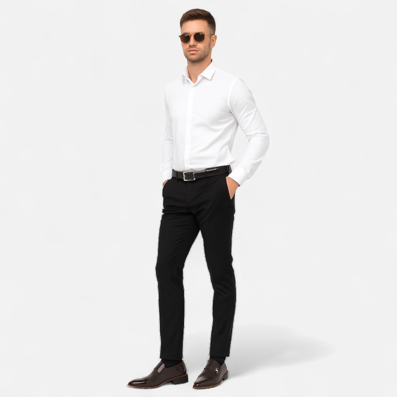 Eliaro Moda | Zapatos de Vestir para Hombre en Cuero Charol – Diseño Pulido con Hebilla y Elegancia Atemporal