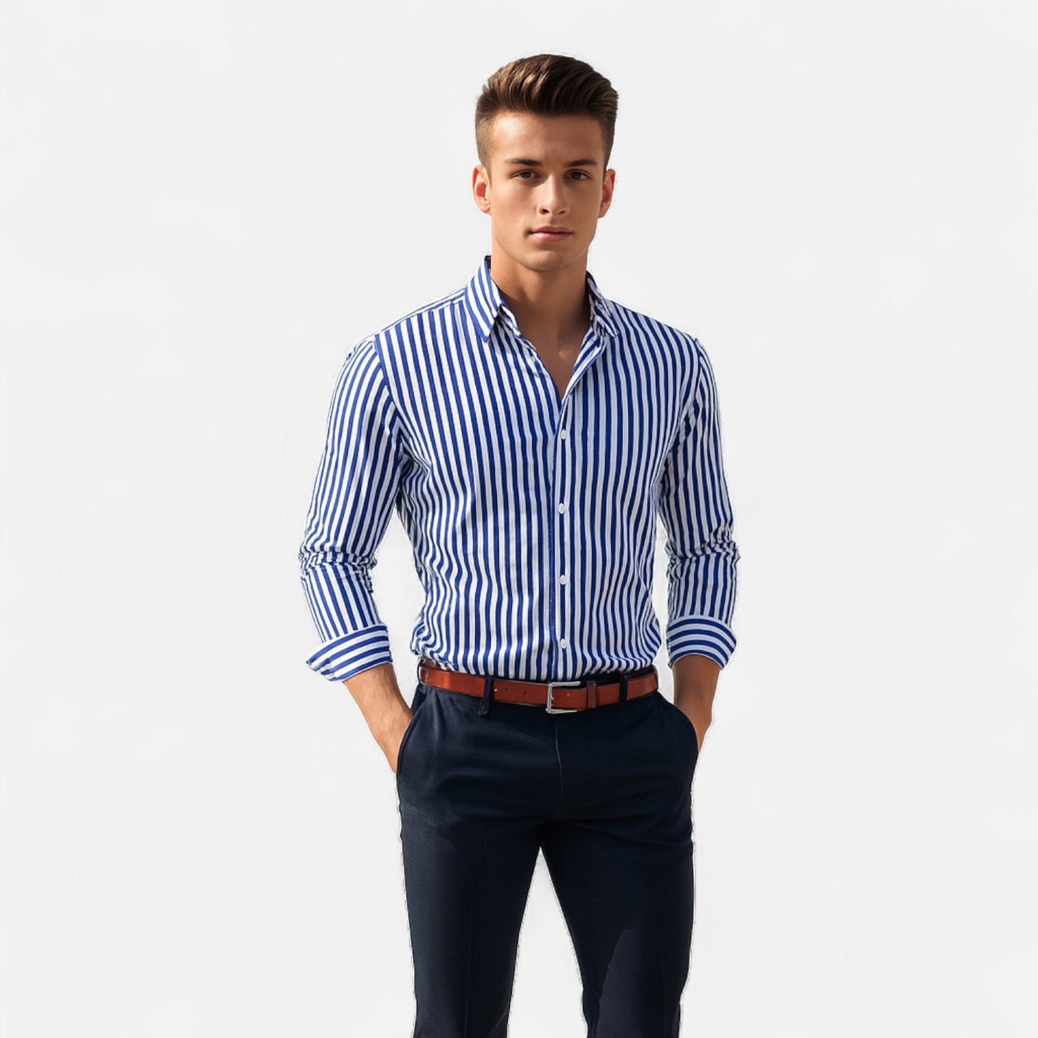 Eliaro Moda | Camisa a Rayas para Hombre – Diseño Clásico con Patrón Atemporal y Ajuste Refinado