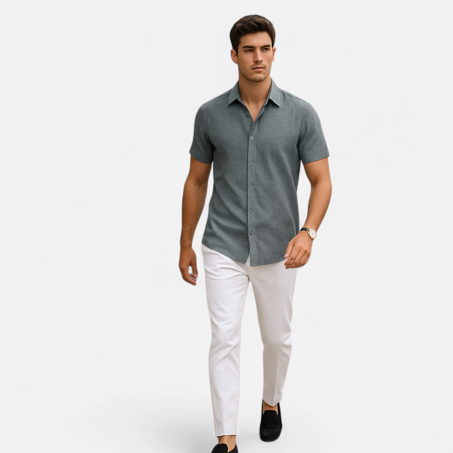Eliaro Moda | Camisa de Lino para Hombre de Manga Corta – Frescura Natural, Estilo Atemporal