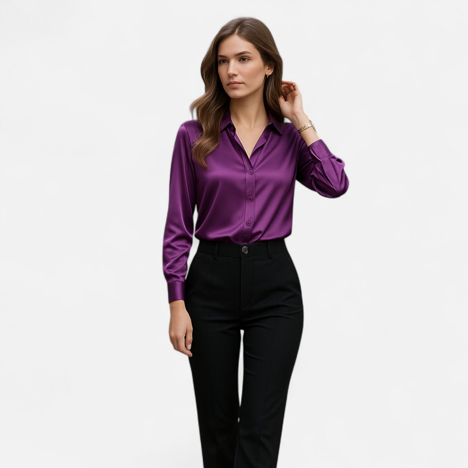 Eliaro Moda | Blusa Negra de Satén para Mujer de Manga Larga – Elegancia Atemporal, Sofisticación Moderna
