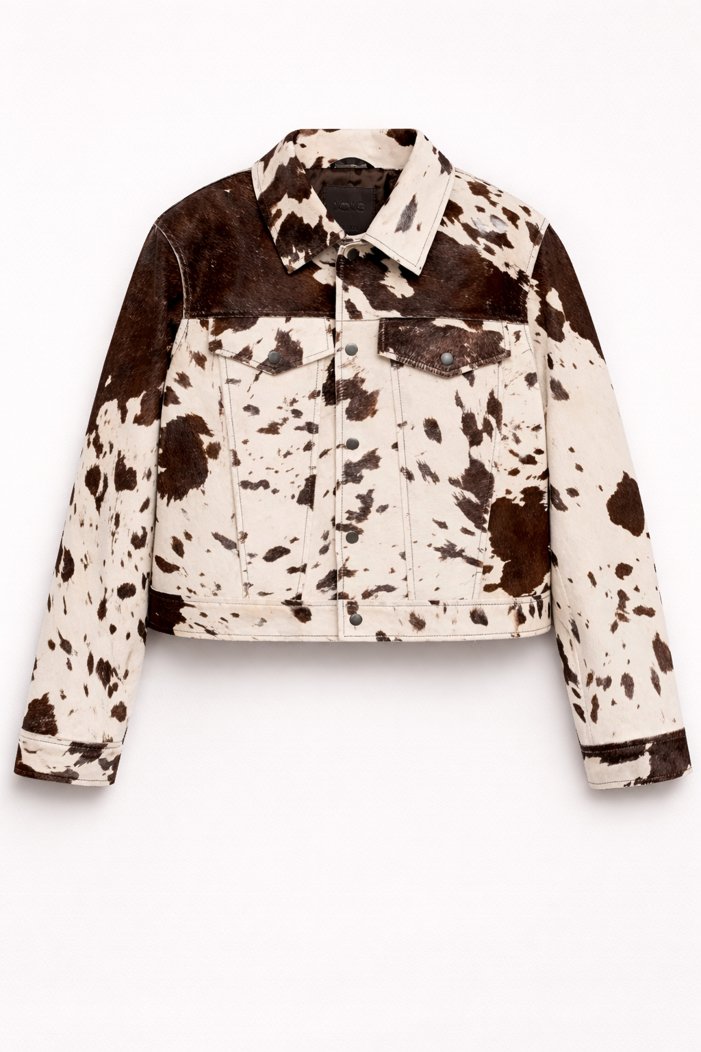 Giacca Corta con Stampa Maculata e Chiusura a Bottoni Frontali per Donna