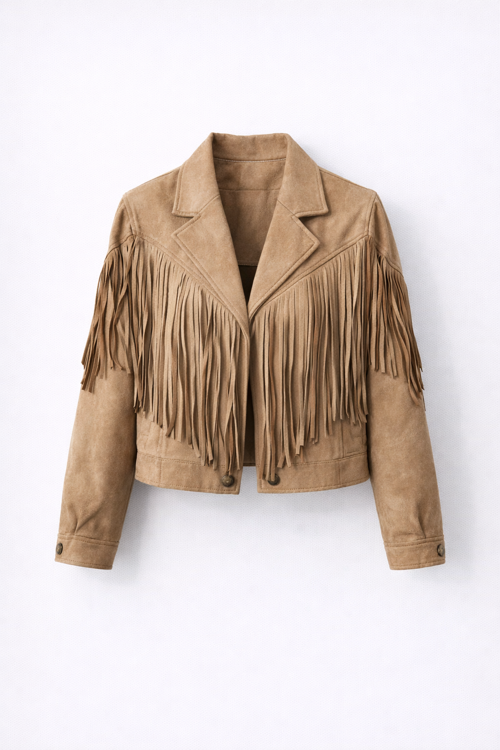 Giacca in Scamosciato con Frange in Stile Western e Taglio Corto per Donna