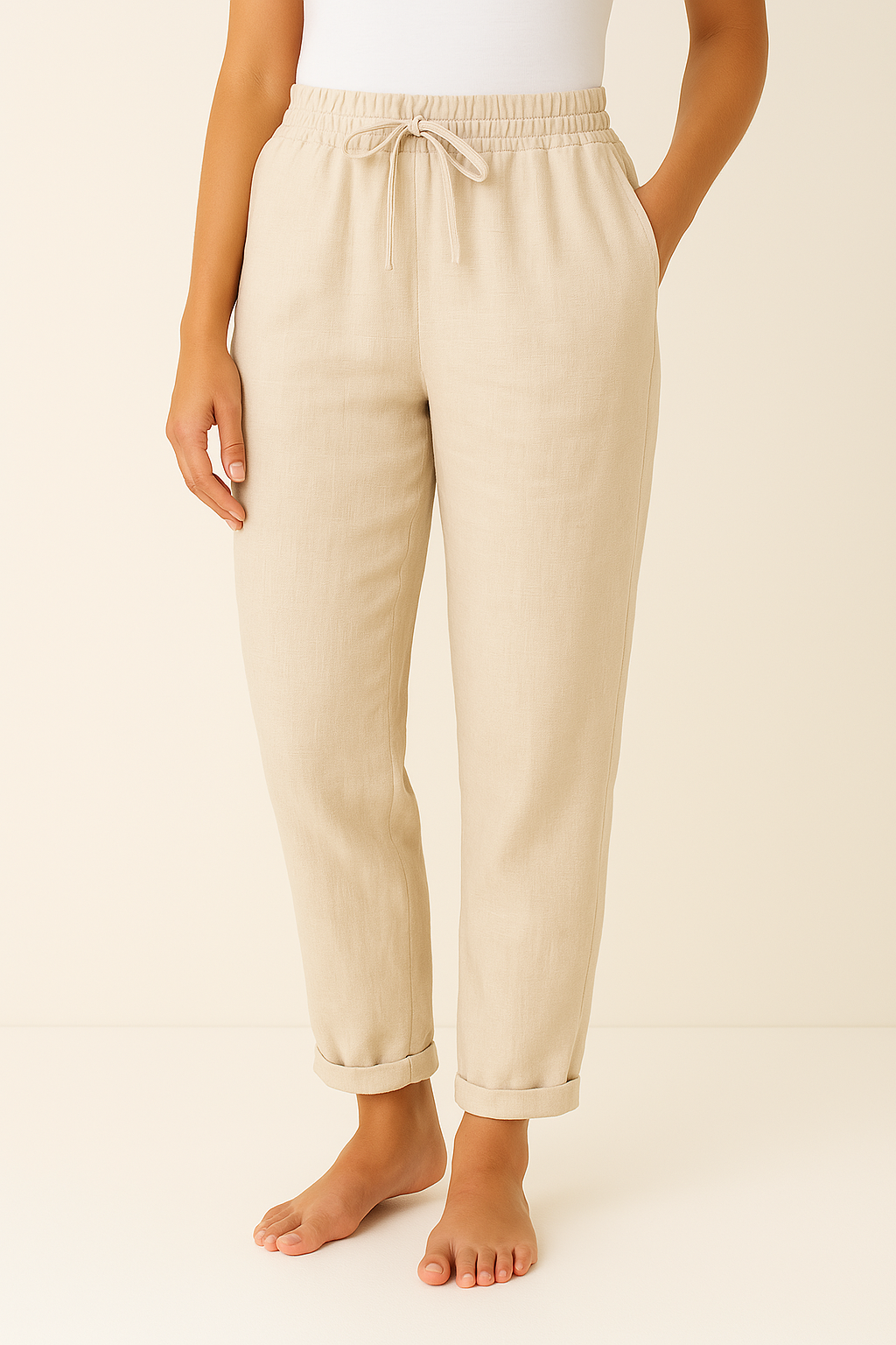 Pantalon Femme Coupe Confortable Taille Élastique