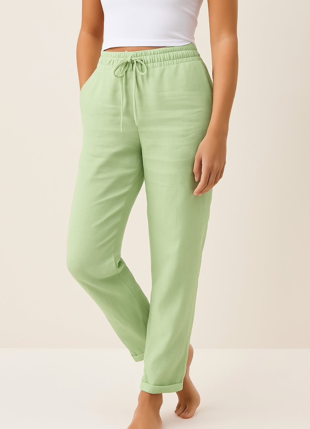 Pantalon Femme Coupe Confortable Taille Élastique
