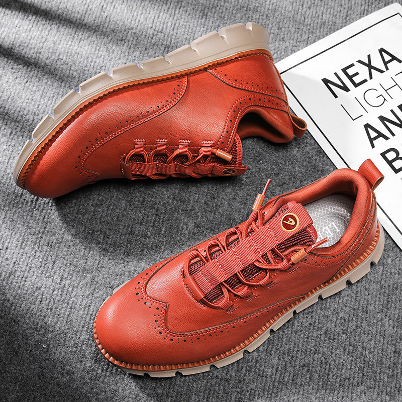 Chaussures Brogue en cuir synthétique avec design Wingtip et semelle en caoutchouc pour homme