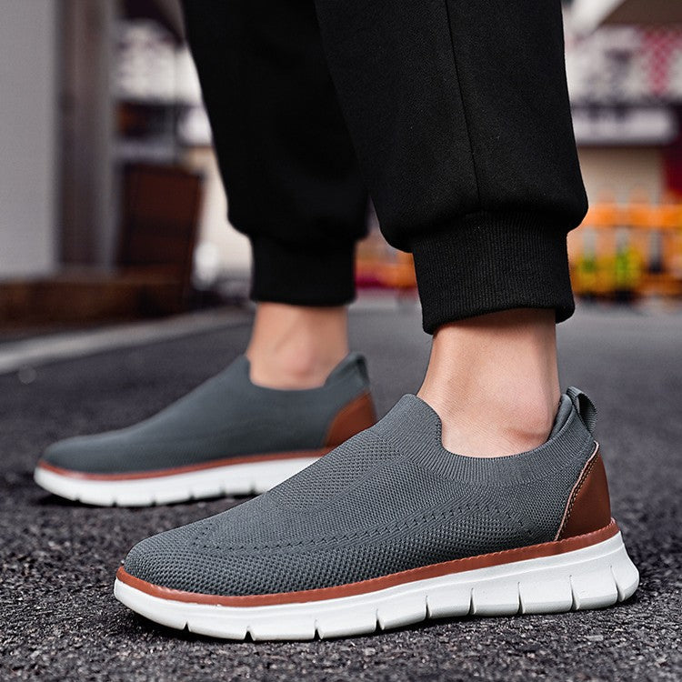 Sneakers Casual Slip-On in Mesh da Uomo con Suola in EVA e Tessuto Fly Knit