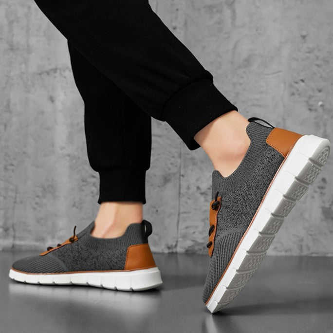 Sneakers Traspiranti in Mesh da Uomo con Suola in Gomma e Lacci