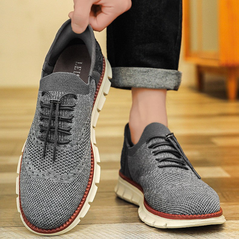 Scarpe Brogue in Mesh da Uomo con Suola Flessibile in Gomma e Chiusura con Lacci