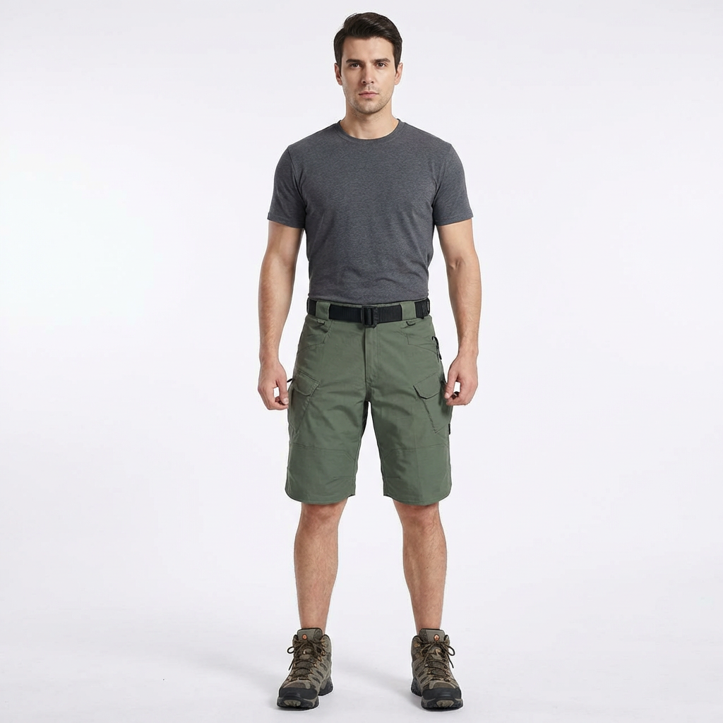 Bermuda Tattici da Uomo con Tasche Cargo Multiple e Vita Elastica