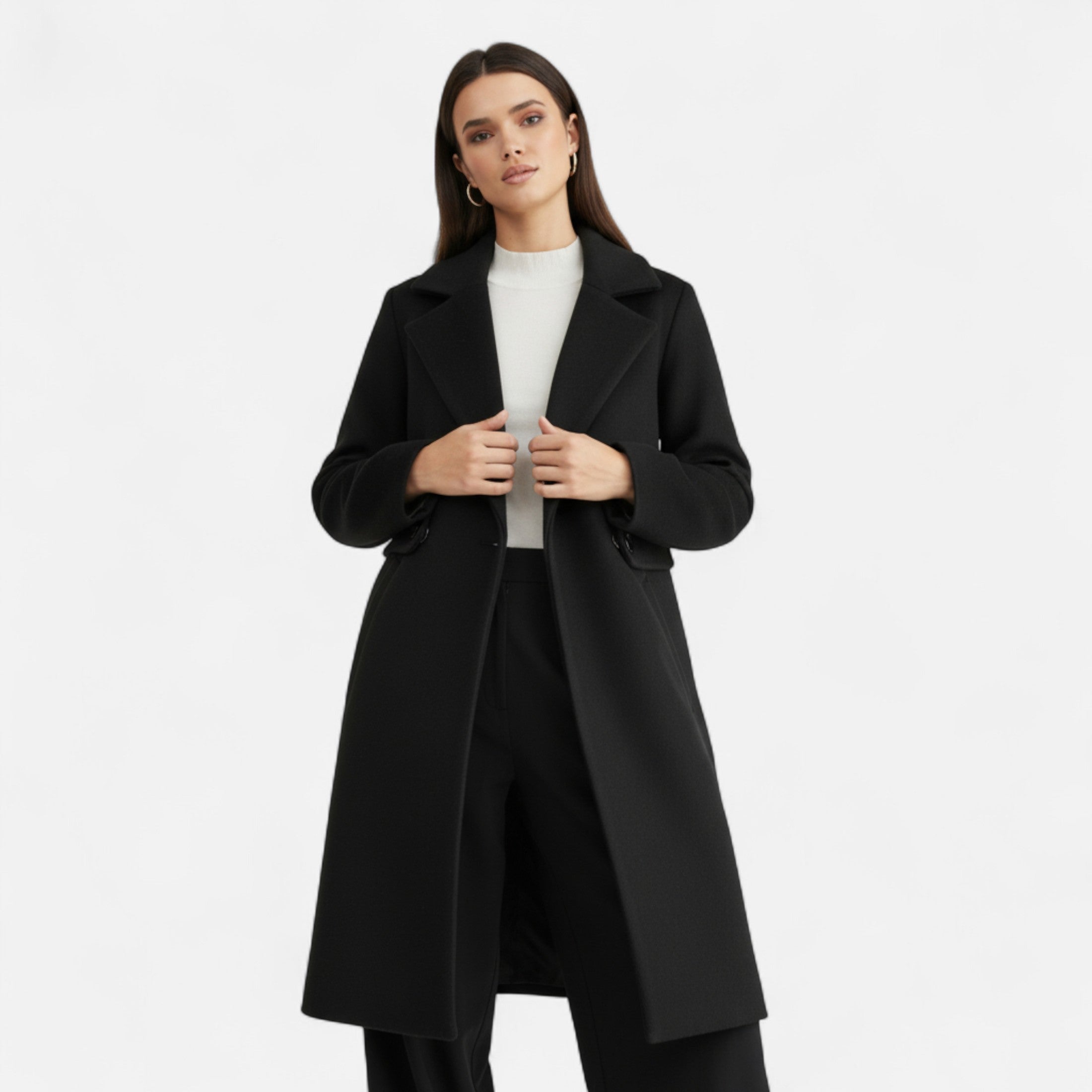 Eliaro Moda | Abrigo Mujer Invierno Lana con Cinturón Delgado