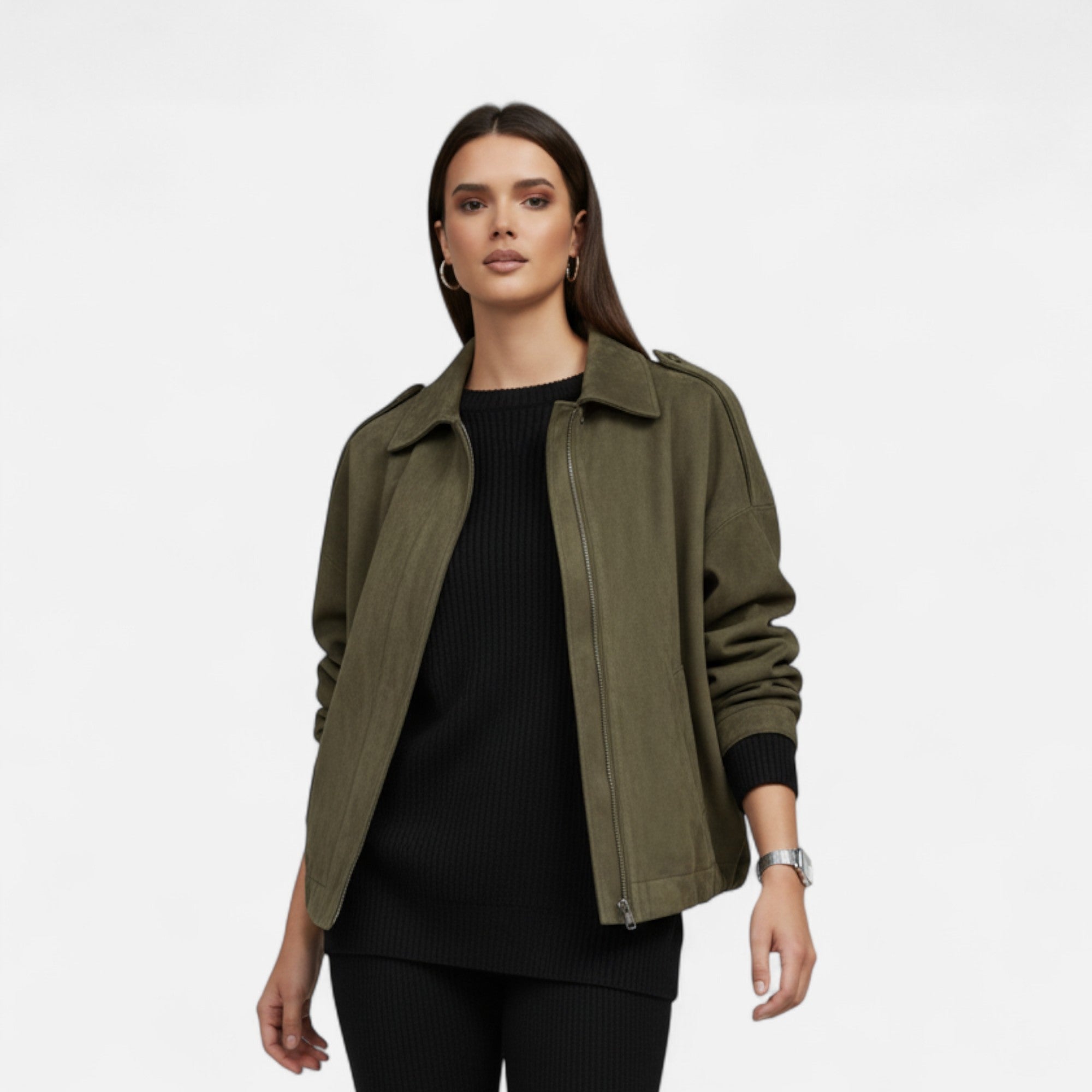 Eliaro Moda | Chaqueta de Gamuza Clásica Mujer con Solapa