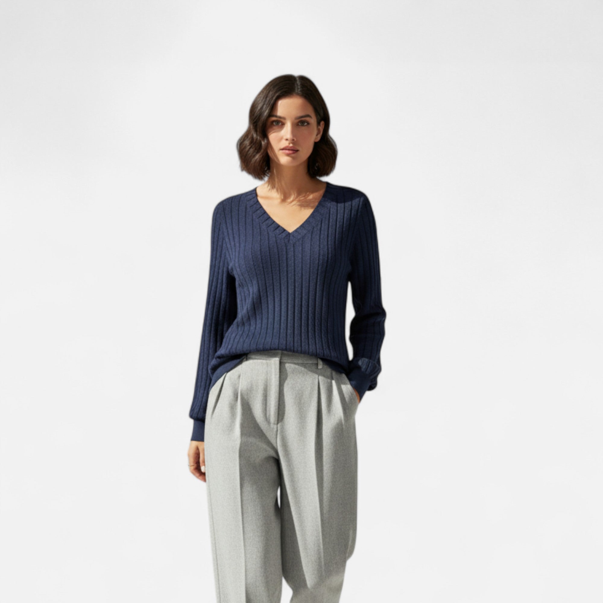Eliaro Moda | Jersey Mujer Cuello en V Acanalado