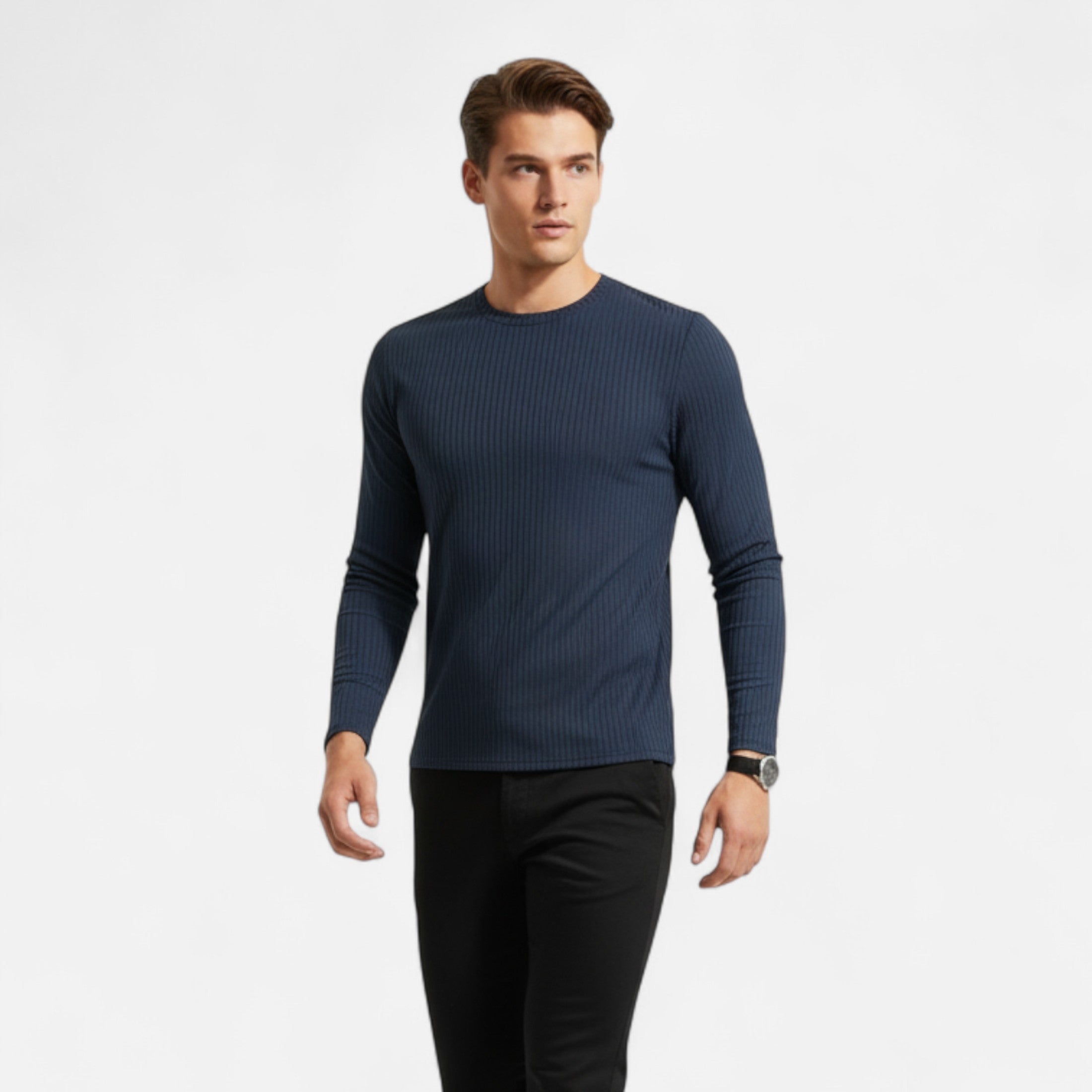 Eliaro Moda | Camiseta de Manga Larga Acanalada para Hombre