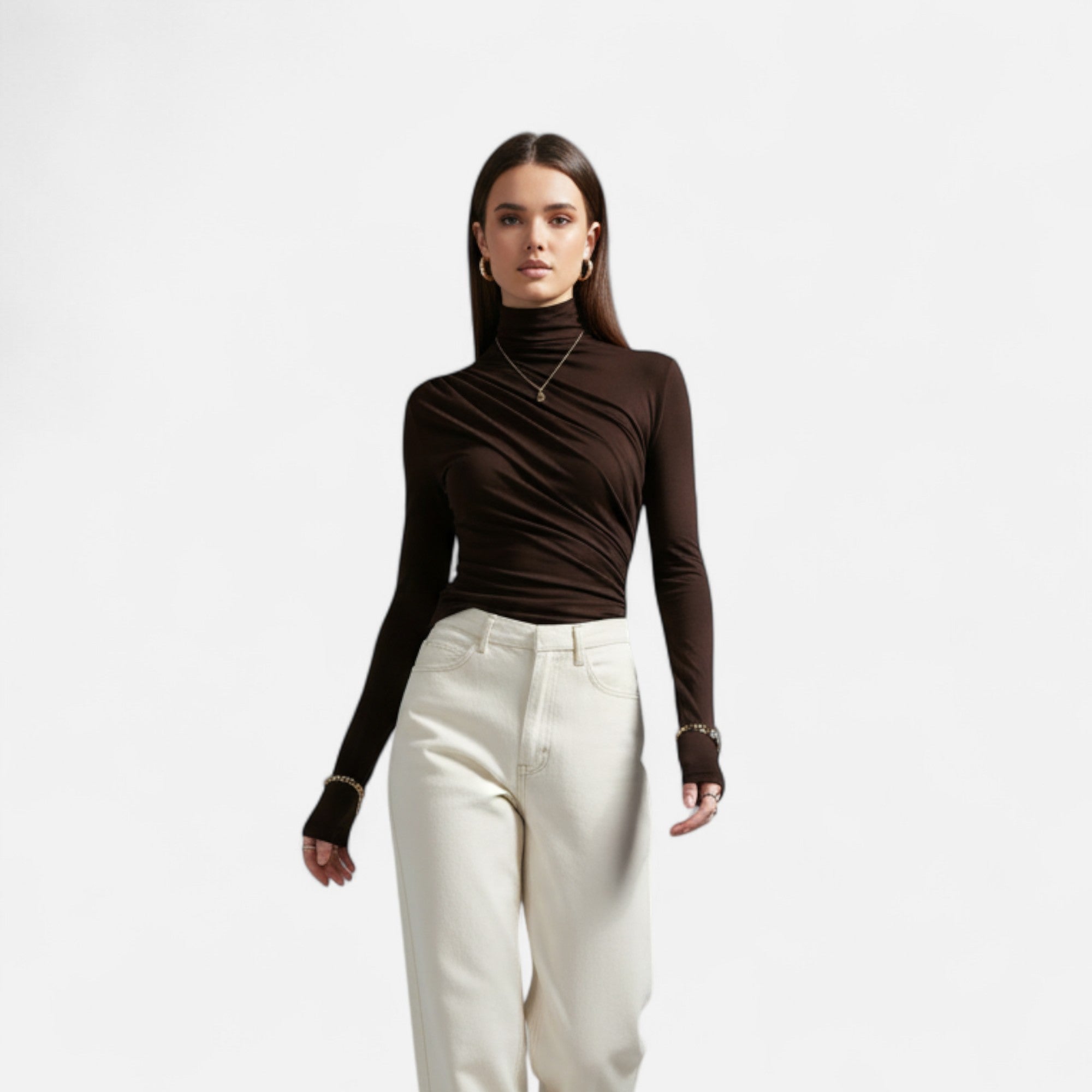 Eliaro Moda | Blusa Mujer Cuello Alto con Detalle Fruncido