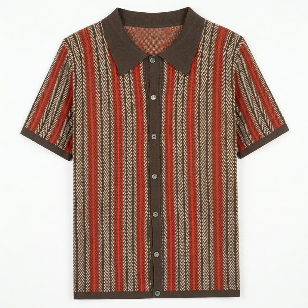 Polo en maille homme — rayures verticales — style décontracté vacances