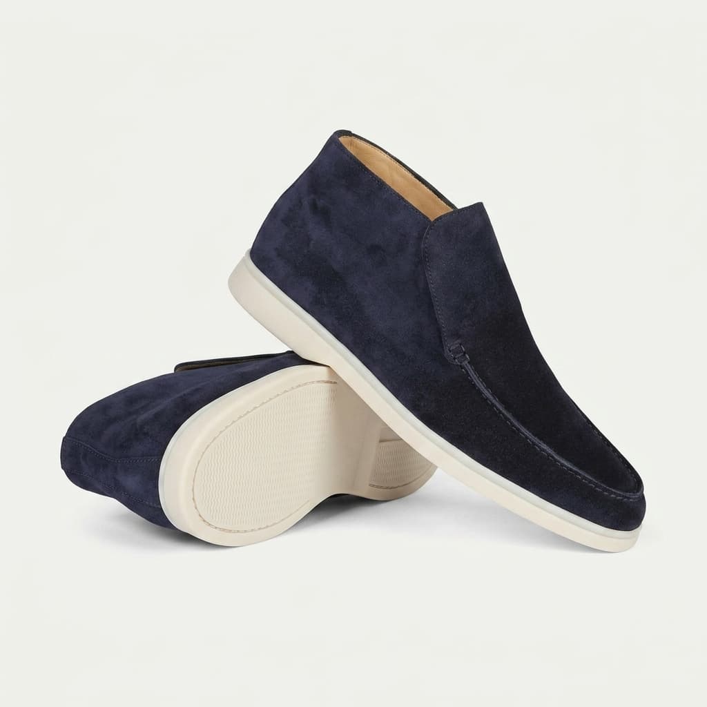 Pánské semišové mokasíny — lehké slip-on boty — každodenní neformální styl