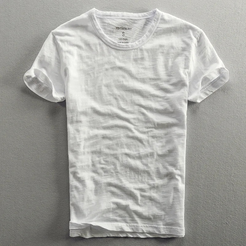 T-shirt 100 % coton pour homme avec col rond et manches courtes