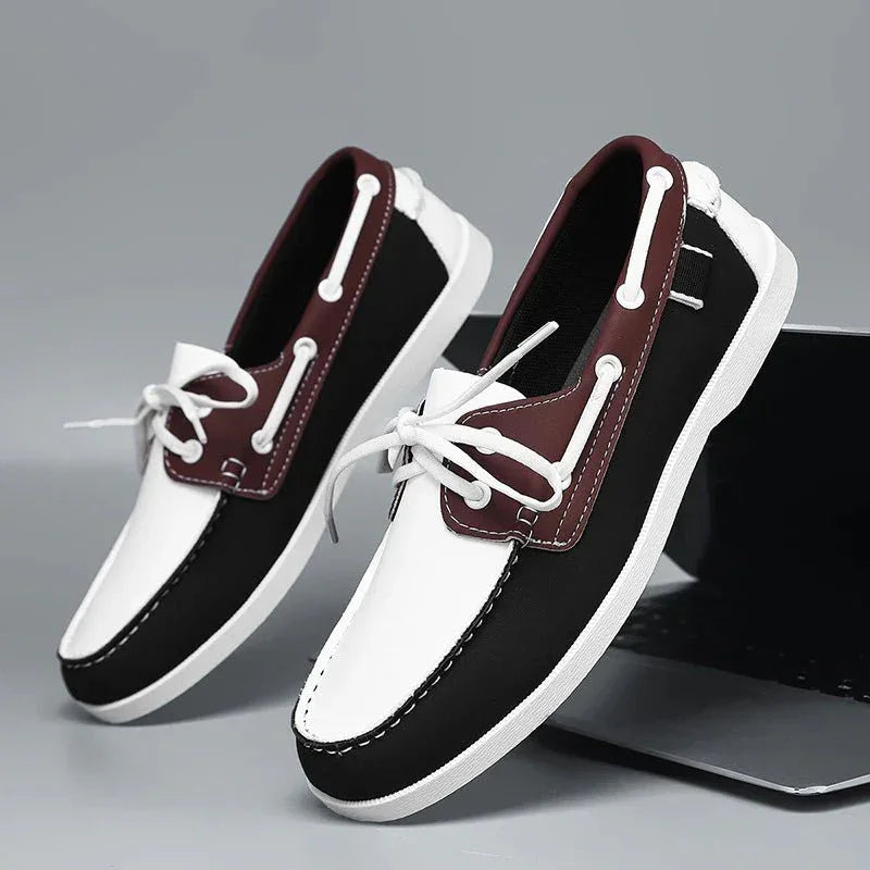 Mocassini Slip-On da Uomo in Tela con Suola in Gomma e Punta Tonda