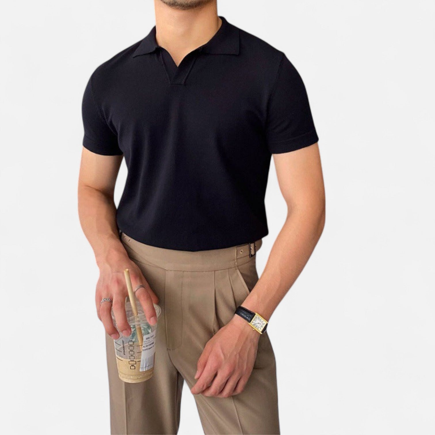 Eliaro Moda | Polo para Hombre con Cuello en V – Estilo Old Money, Distinción Atemporal