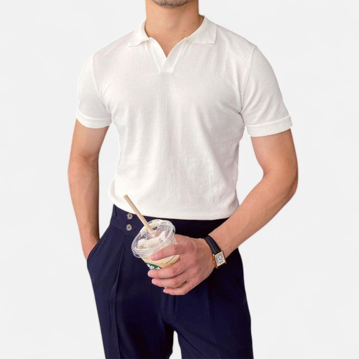 Eliaro Moda | Polo para Hombre con Cuello en V – Estilo Old Money, Distinción Atemporal