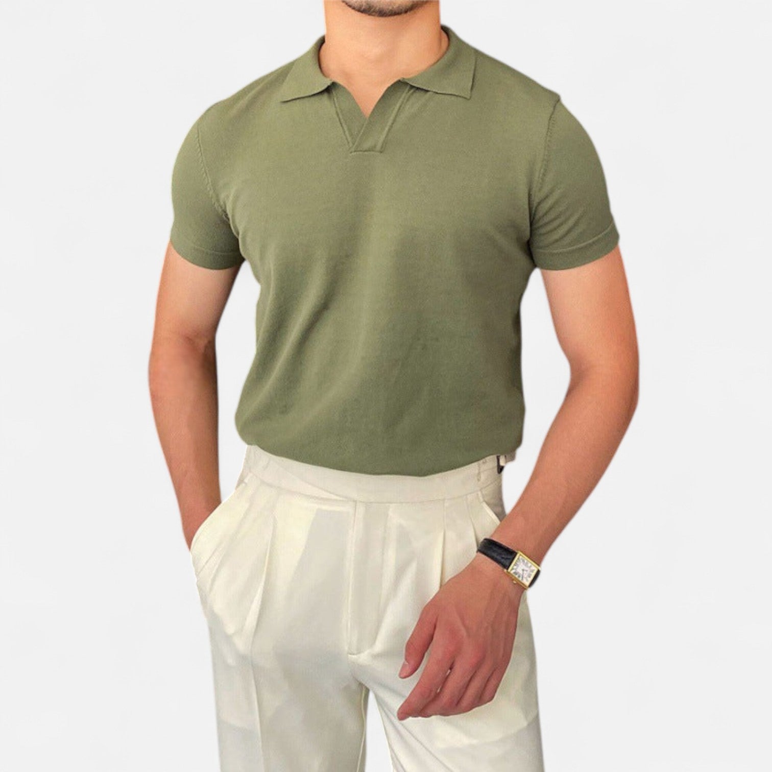 Eliaro Moda | Polo para Hombre con Cuello en V – Estilo Old Money, Distinción Atemporal