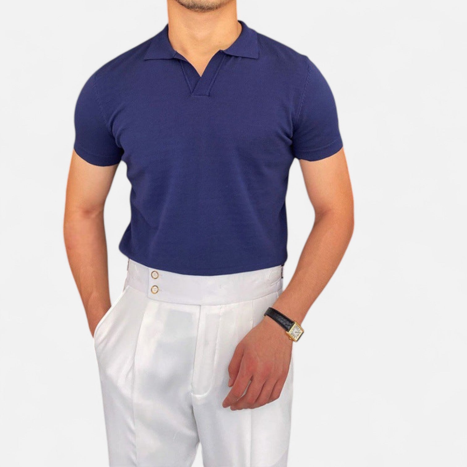 Eliaro Moda | Polo para Hombre con Cuello en V – Estilo Old Money, Distinción Atemporal