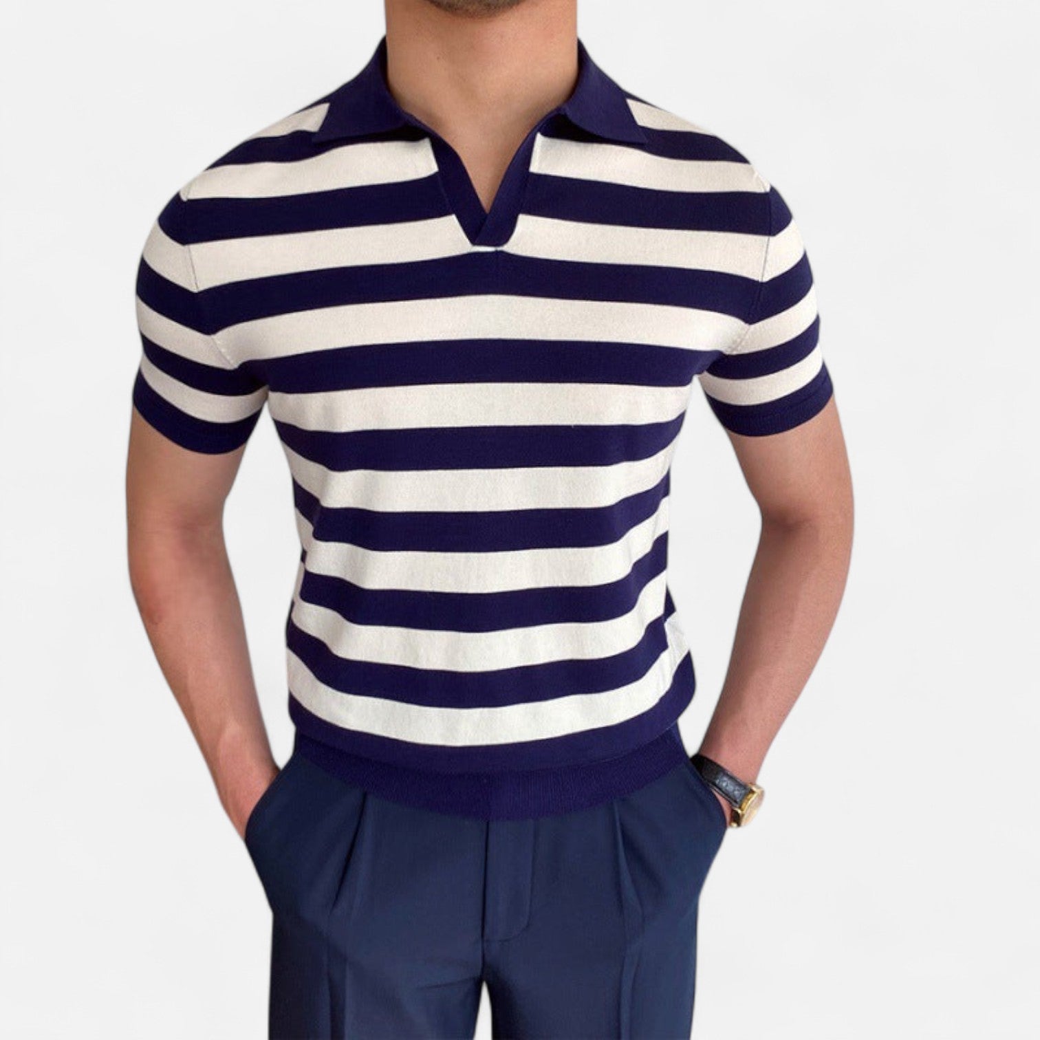 Eliaro Moda | Polo para Hombre con Cuello en V – Estilo Old Money, Distinción Atemporal