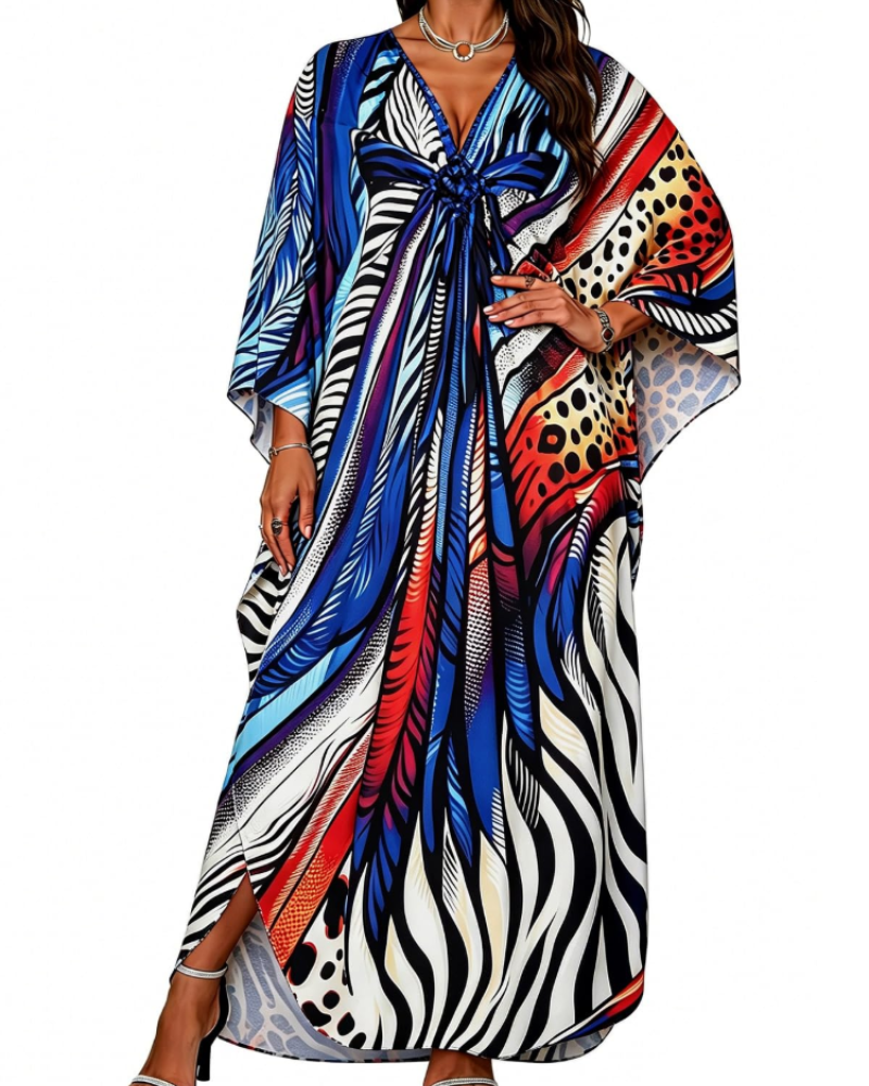 Vyšívané kimono pro ženy s výstřihem do V — pláž