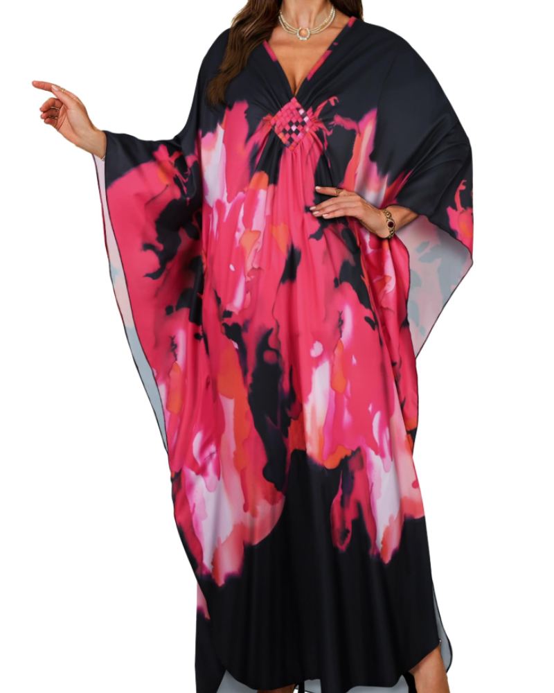 Vyšívané kimono pro ženy s výstřihem do V — pláž