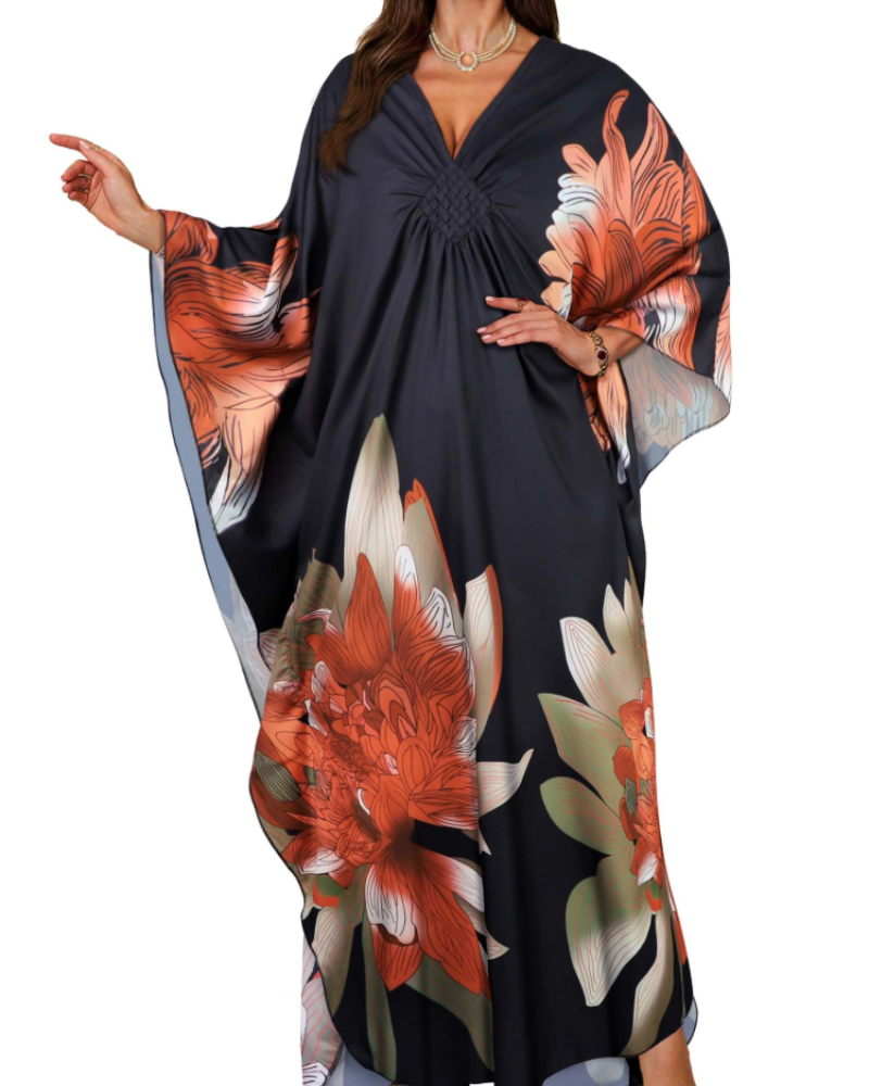 Vyšívané kimono pro ženy s výstřihem do V — pláž