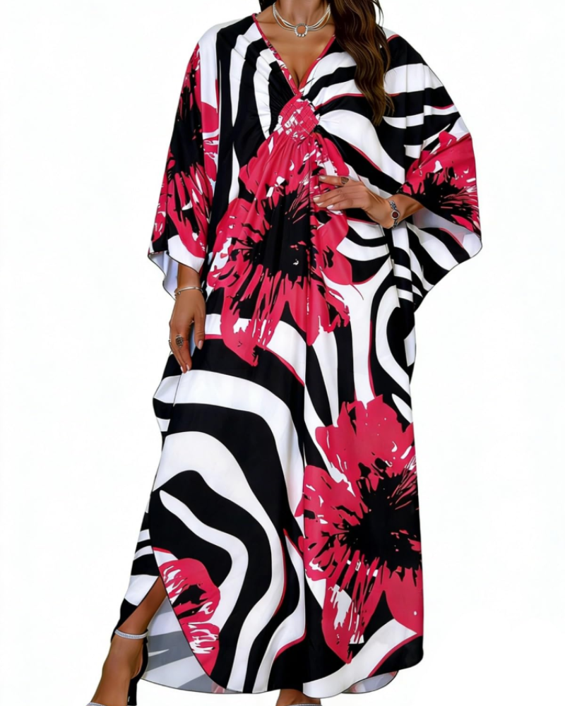 Vyšívané kimono pro ženy s výstřihem do V — pláž