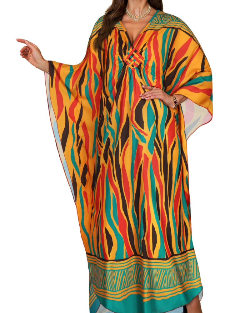 Vyšívané kimono pro ženy s výstřihem do V — pláž