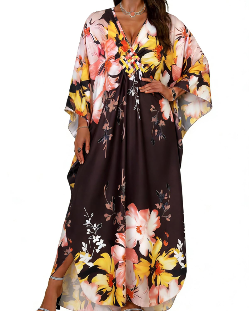 Vyšívané kimono pro ženy s výstřihem do V — pláž