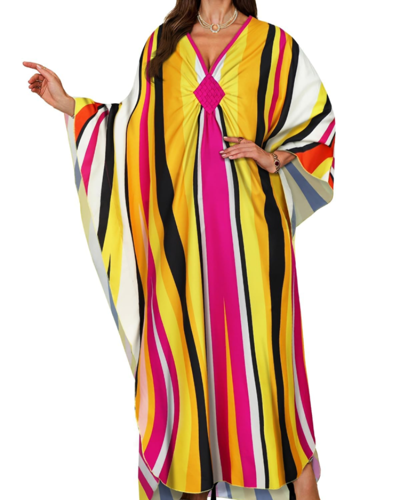 Vyšívané kimono pro ženy s výstřihem do V — pláž