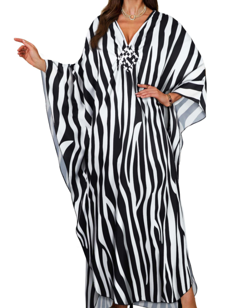 Vyšívané kimono pro ženy s výstřihem do V — pláž