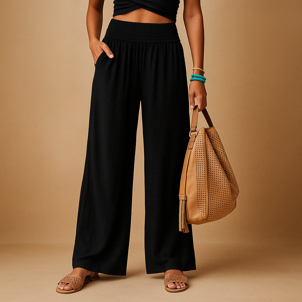 Pantaloni di lino donna — vita alta elastica misto cotone | uso quotidiano
