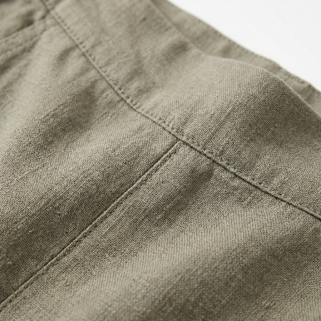 Pantaloni Culotte in Cotone e Lino da Donna con Orlo Asimmetrico e Vita Elastica