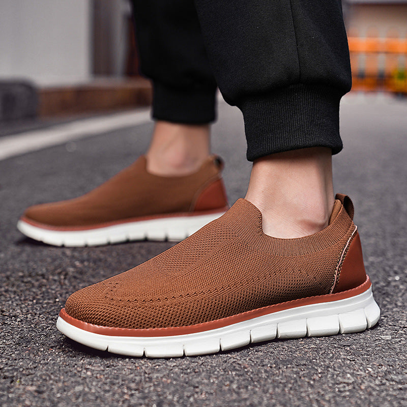 Sneakers Casual Slip-On in Mesh da Uomo con Suola in EVA e Tessuto Fly Knit