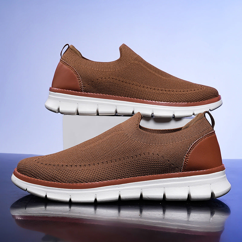 Sneakers Casual Slip-On in Mesh da Uomo con Suola in EVA e Tessuto Fly Knit