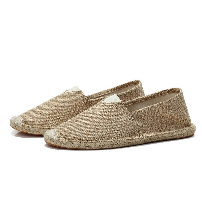 Pánské lněné espadrilky — lehké mokasíny — dovolená na pláži