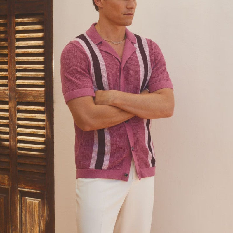 Men's striped knit polo — vintage