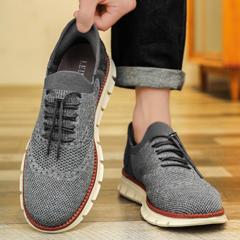 Scarpe Brogue in Mesh da Uomo con Suola Flessibile in Gomma e Chiusura con Lacci