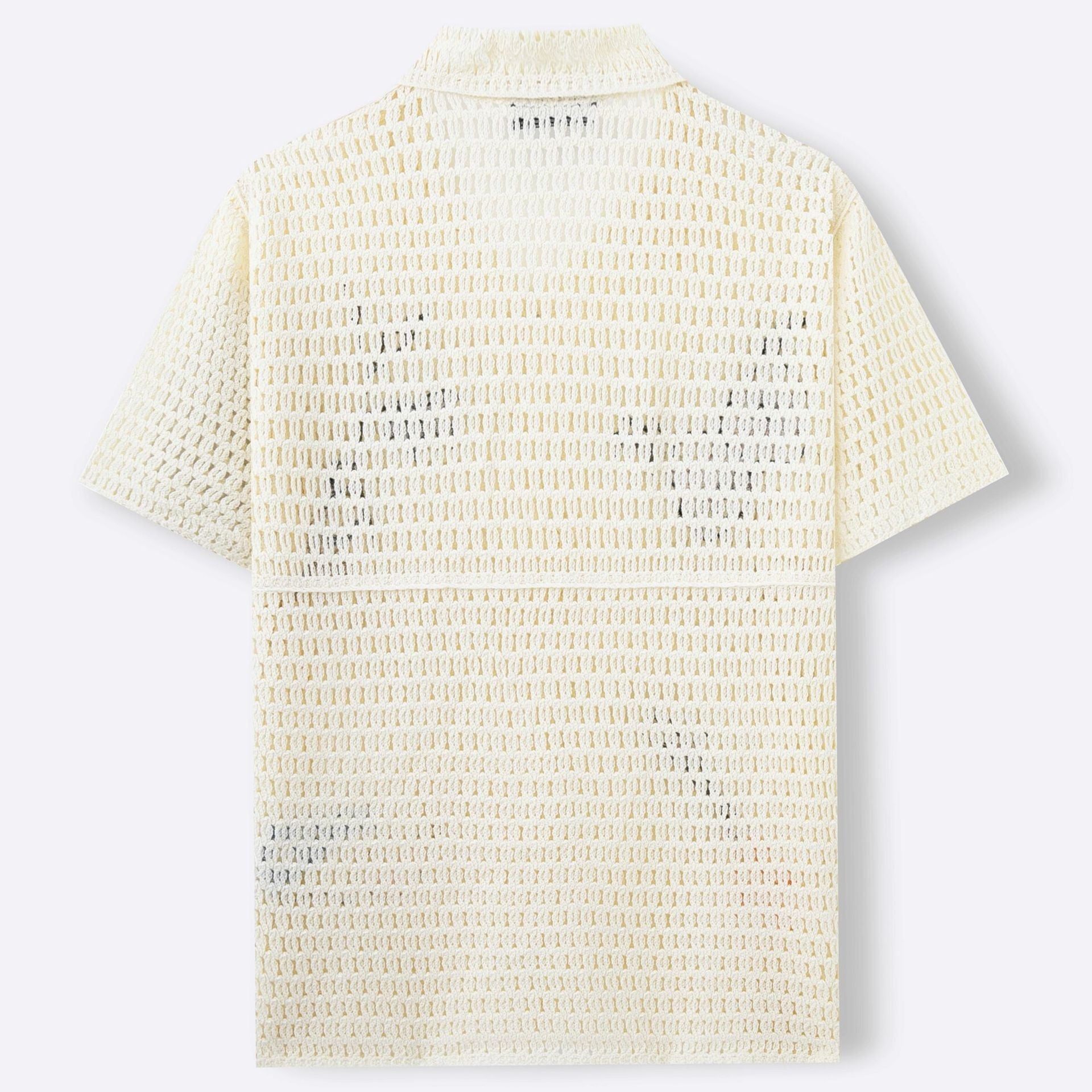 Men's crochet polo — botanical embroidery — beachwear
