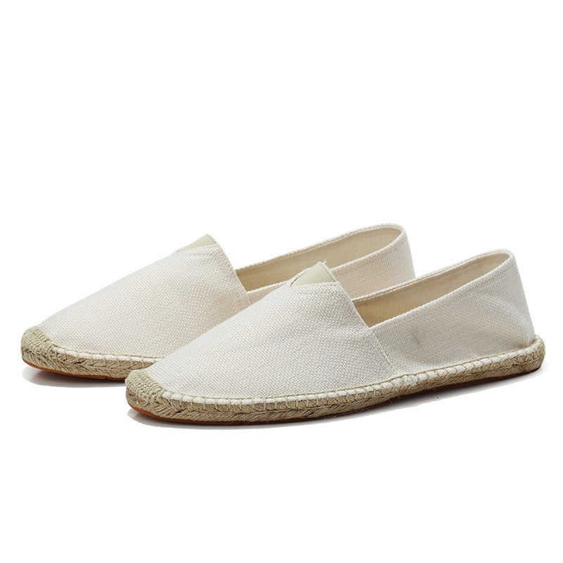 Pánské lněné espadrilky — lehké mokasíny — dovolená na pláži
